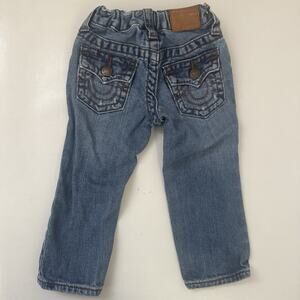 Y2K True Religion Flap Pocket Straight Leg Distressed Cute Kidcore Jeans 2T